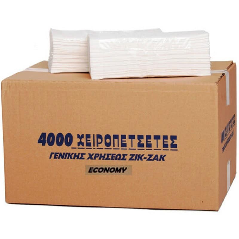 Λ09142 Maxi Χειροπετσέτα Ζικ Ζακ 20Χ200τεμ Λευκή Economy - Image 1